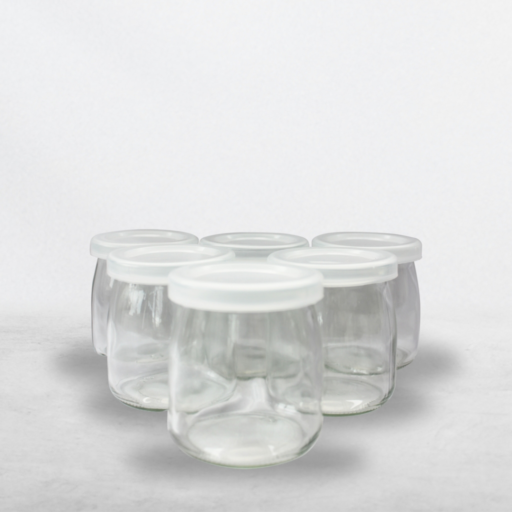 [Set 6 Pcs] Toples Pudding Jar Kaca 200ml ( PJ200 ). Toples Puding Tutup Plastik