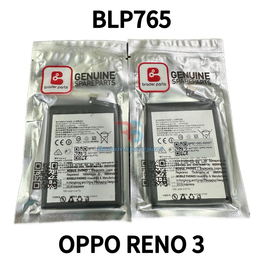 Baterai Batre Oppo Reno 3 | BLP765 | Brader Parts