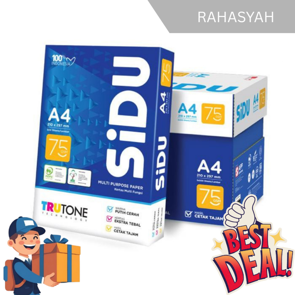 

SiDU Kertas Fotocopy A4 75 GSM Putih Cerah & Cetak Tajam Multi Purpose Paper Best Deal hvs