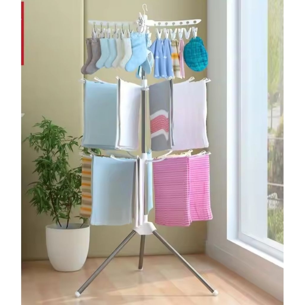 02 Cod - Ob93 Jemuran Baju Bayi Jemuran Lipat  3 Susun Tingkat Jemuran Baby Pakaian Serbaguna Perlen