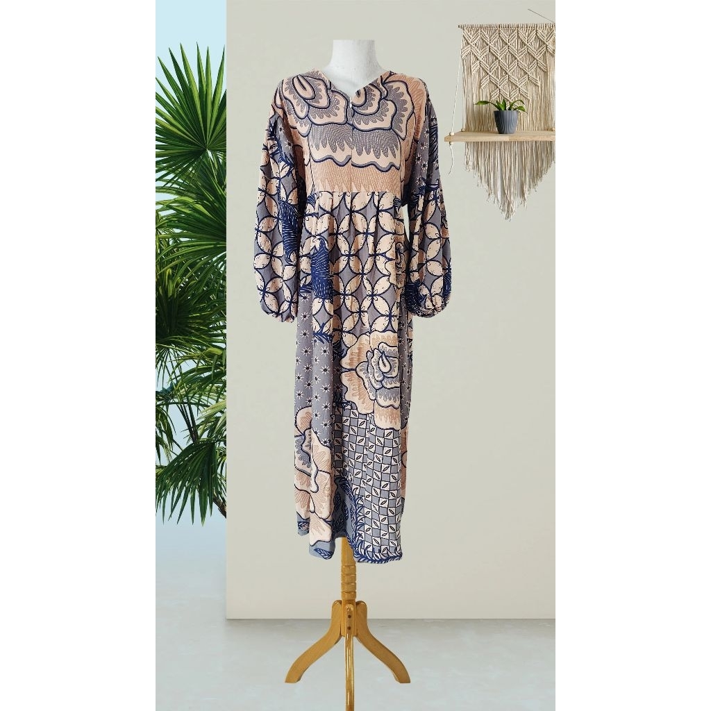 Daster Dolce Mawar Rayon Premium Adem Motif Batik Bunga Etnik Lengan Panjang All Size Fit XL