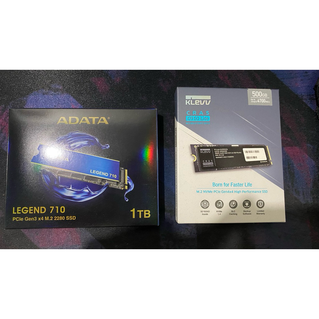 ADATA LEGEND 710 PCle Gen3 x4 M.2 2280 SSD 1TB + KLEVV CRAS C910 Lite M.2 PCle 4.0 SSD 500GB