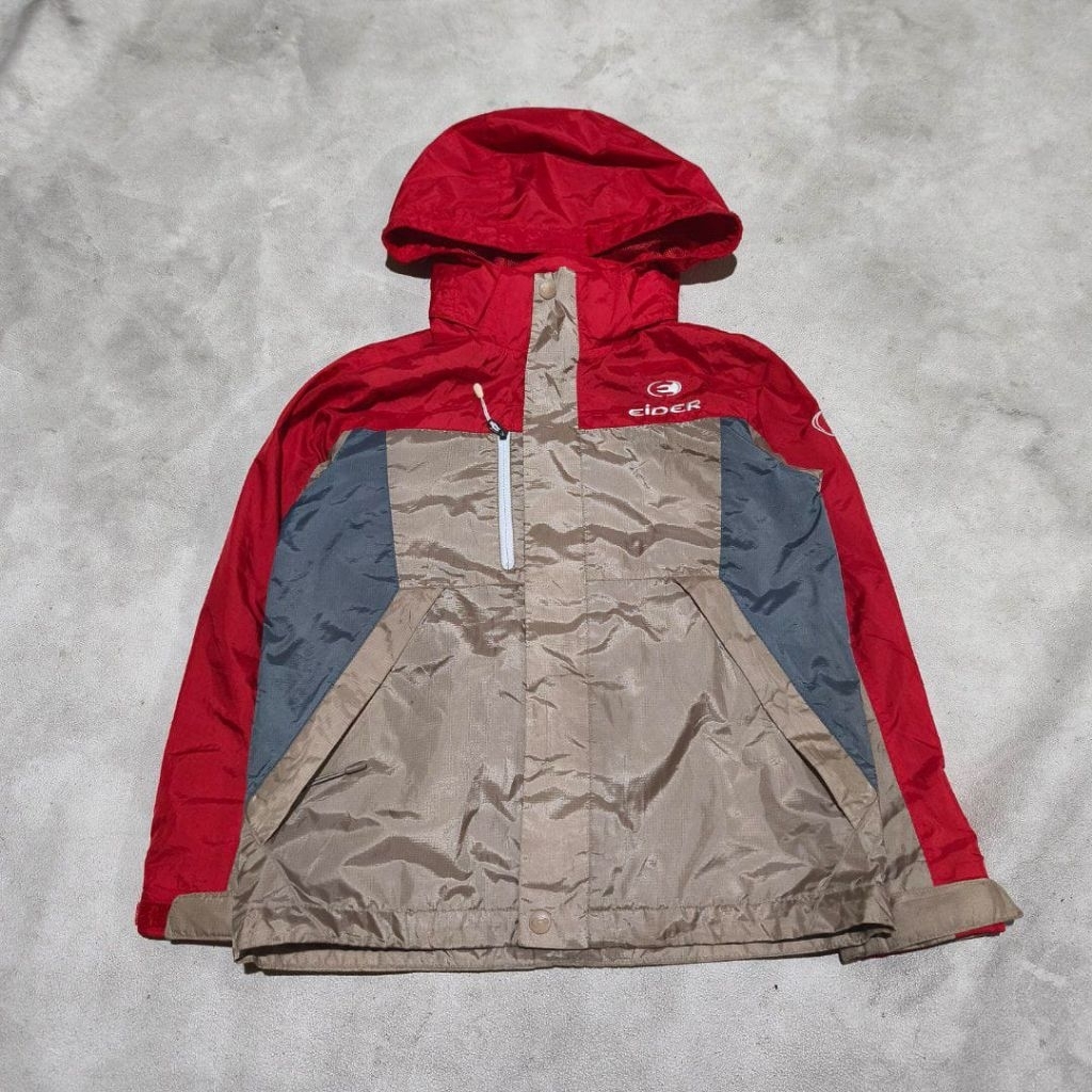 Jaket anak outdoor hiking gunung eider coklat merah