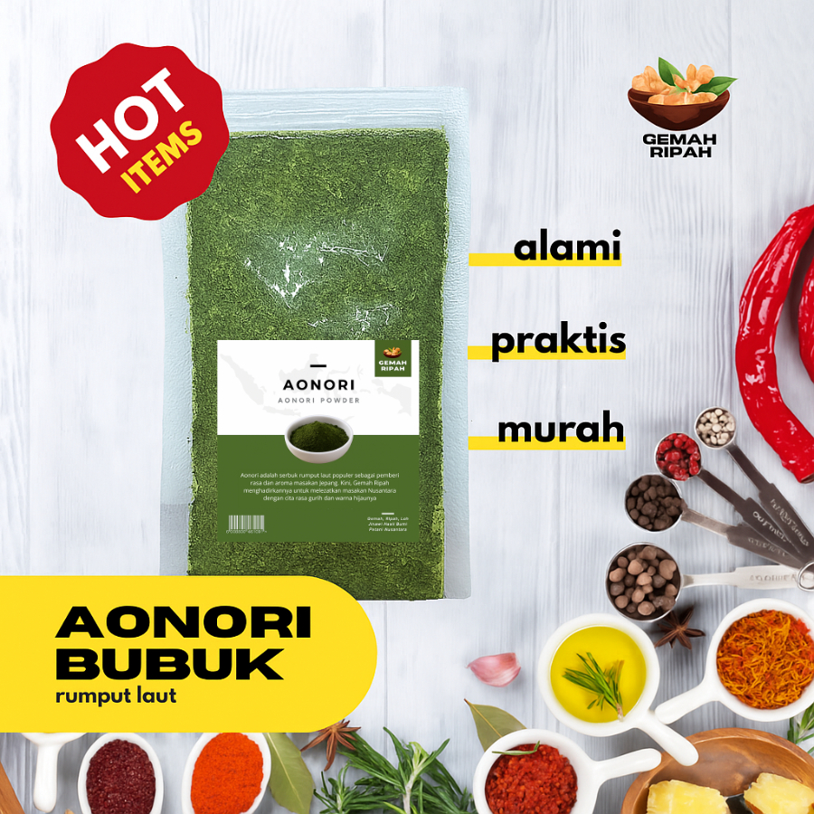 

Aonori Dried Seaweed | Taburan Takoyaki Bubuk Nori Bubuk Tabur Rumput Laut Kemasan ZIplock Praktis Gemah Ripah Rempah