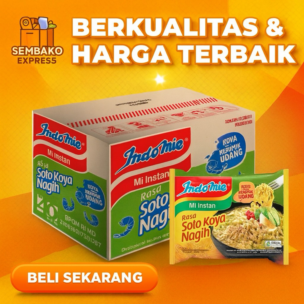 

Indomie Mi Instan Rasa Soto Koya Nagih – 1 Dus (40 Bungkus)