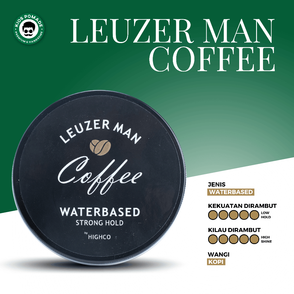 Pomade Leuzer Man Coffee Water Based - Minyak Rambut Pria Extra Strong Hold Wet Look Basah Berkilau 