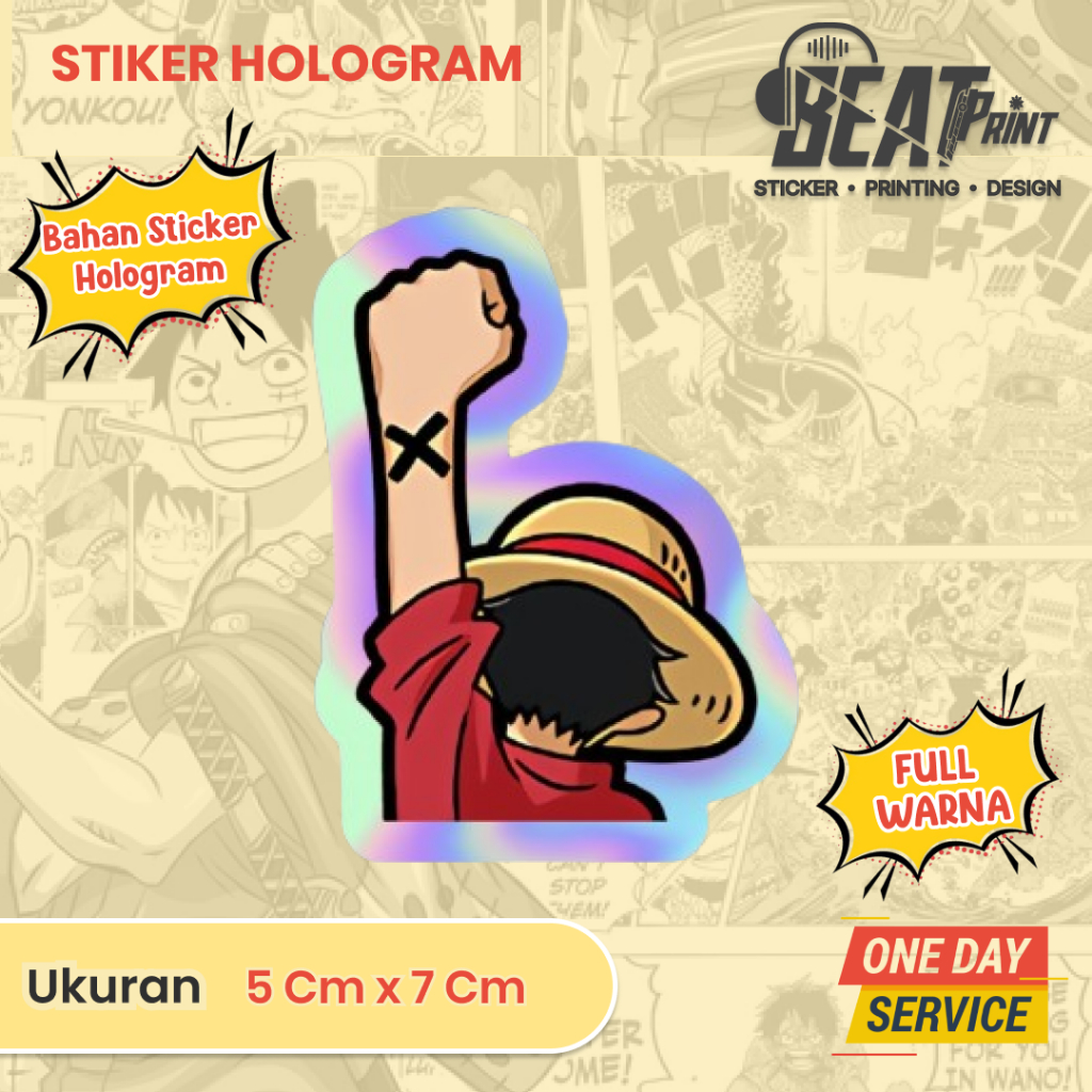 

Sticker Anime Hologram Logo Stiker One Piece Sticker case Hp & laptop | Beat Print