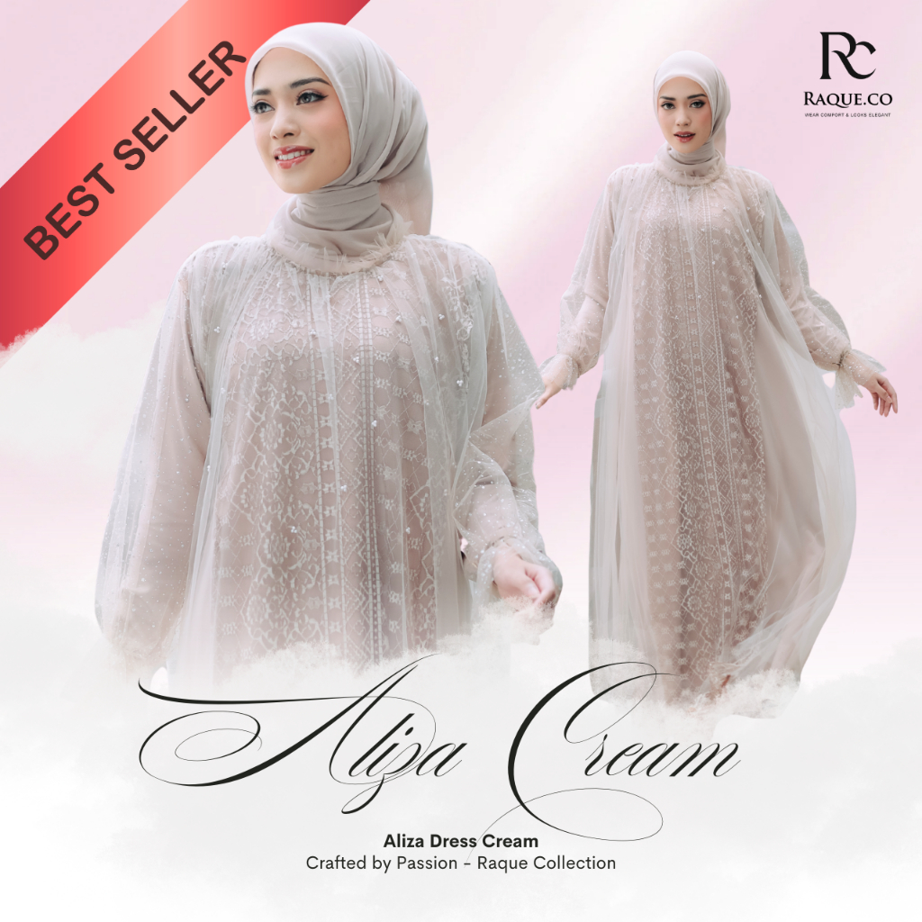 RAQUE.CO - ALIZA CREAM DRESS SERIES / DRESS ELEGAN / REKOMENDASI DRESS WANITA/ DRESS KONDANGAN