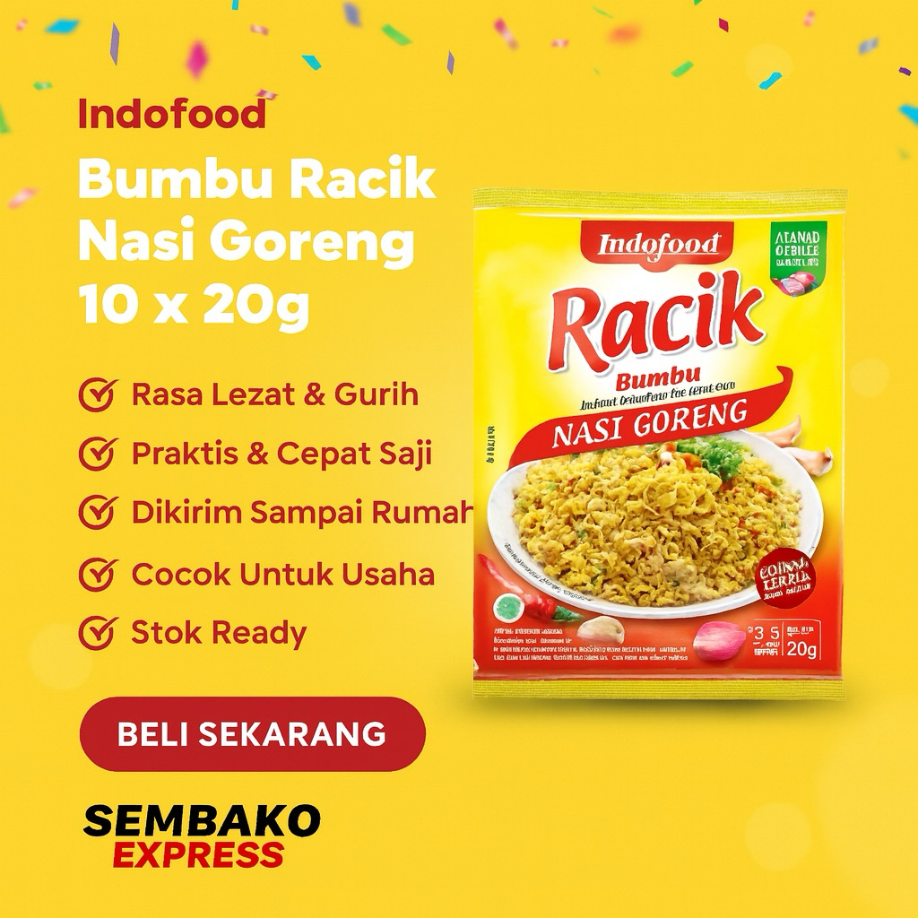 

Indofood Bumbu Racik Nasi Goreng 10 x 20g – Bumbu Siap Pakai Praktis & Lezat