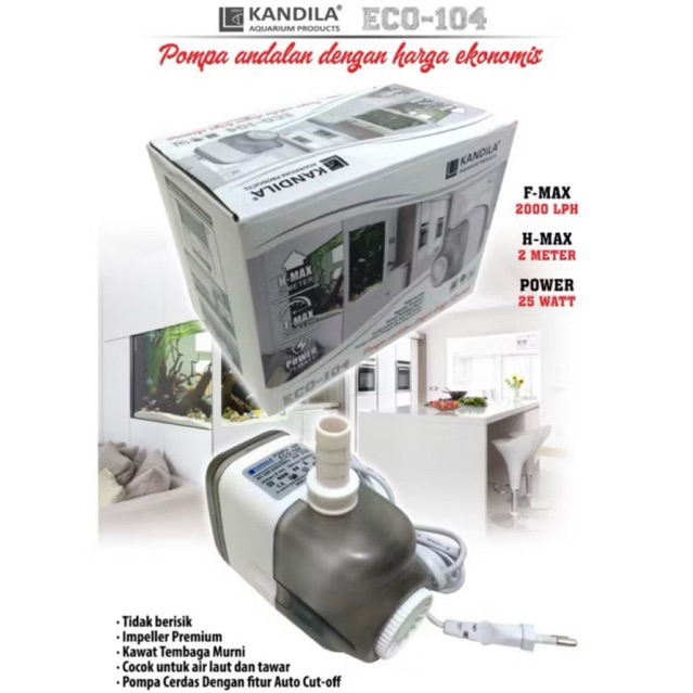 pompa air mesin filter aquarium kandila eco 104 2000 LPH