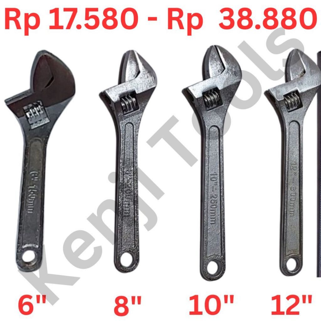 Kunci Inggris 6" Inch (150mm) 8" Inch (200mm) 10" Inch (250mm) 12" Inch (300mm) Forged Steel