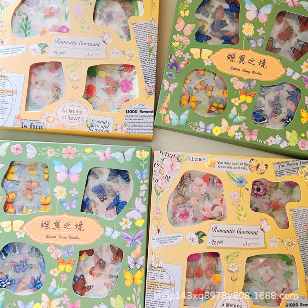 

sticker box transparan 100 lembar kupu-kupu bunga butterfly flower