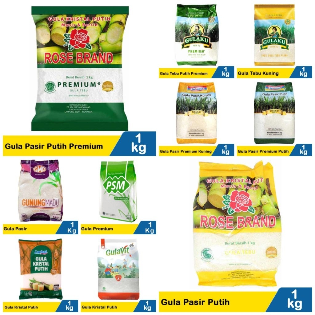 

Langsung Kirim - Gula Kemasan 1kg Premium Semua Merek Murah Jateng