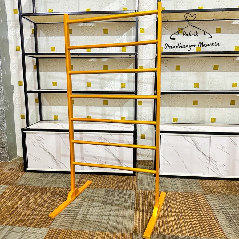 Baru StandHanger Pashmina 7 Susun  Gawang Kerudung 7 Tingkat  Gawang Sall Gold  Display Kertas Kado 