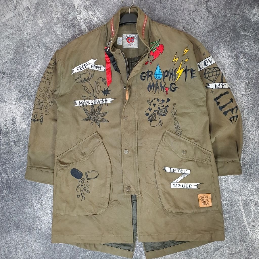 JAKET PARKA FISHTAIL CANVAS GRAPHISTE BY MAN-G SIZE XL