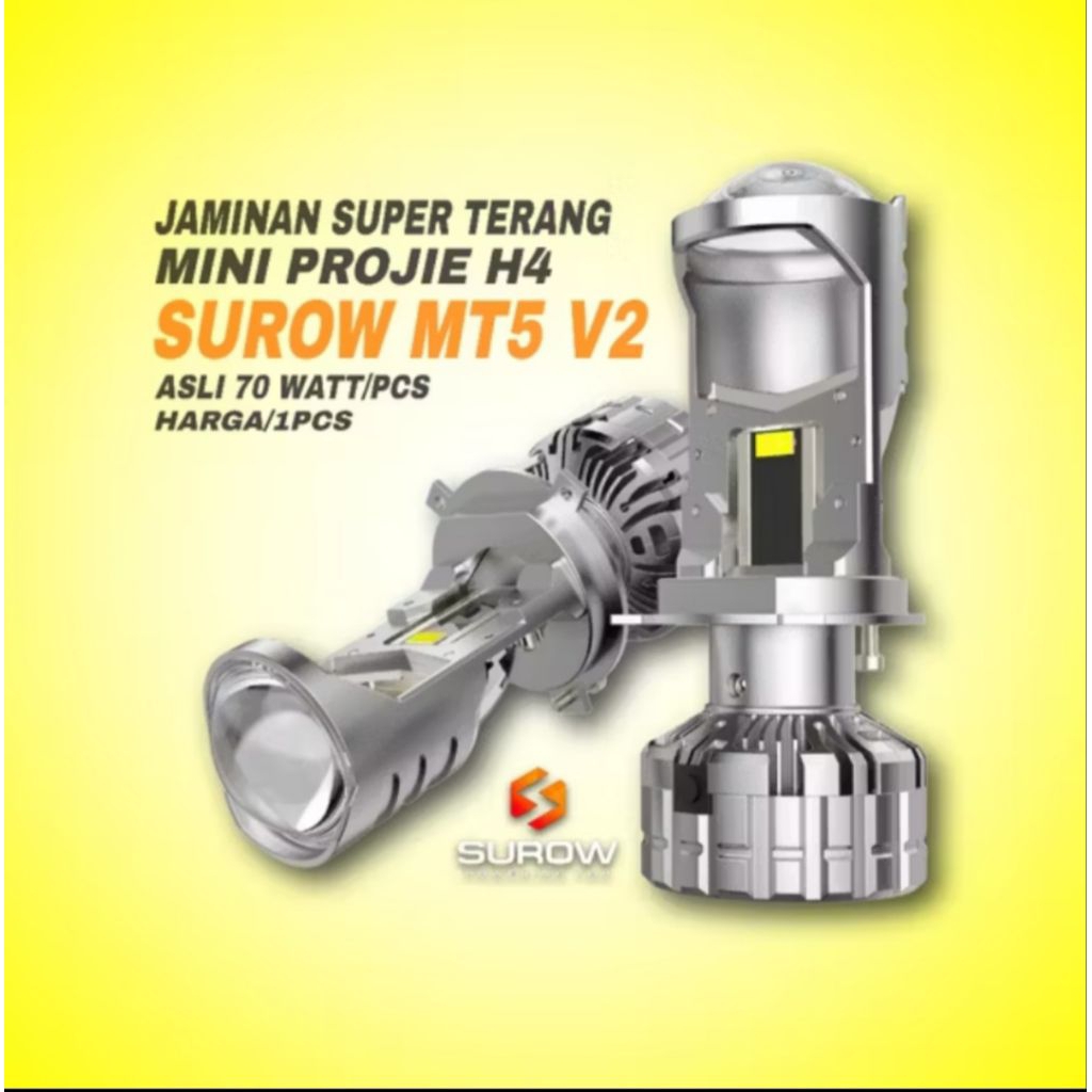 LAMPU LED MOTOR MOBIL H4 MINI PROJIE SURROW MT5 V2 SANGAT TERANG 70WATT