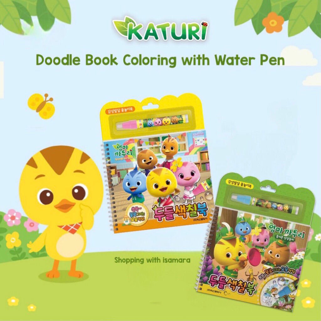 Katuri Doodle Book Coloring Book with Water / Buku Mewarnai / Buku aktivitas dan stiker