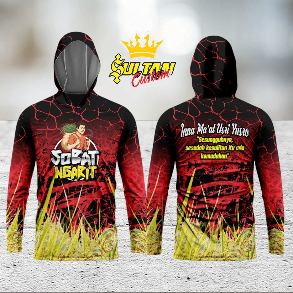 Kaos Sobat Ngarit Hitam Merah Baju Jersey Ngarit Lengan Panjang