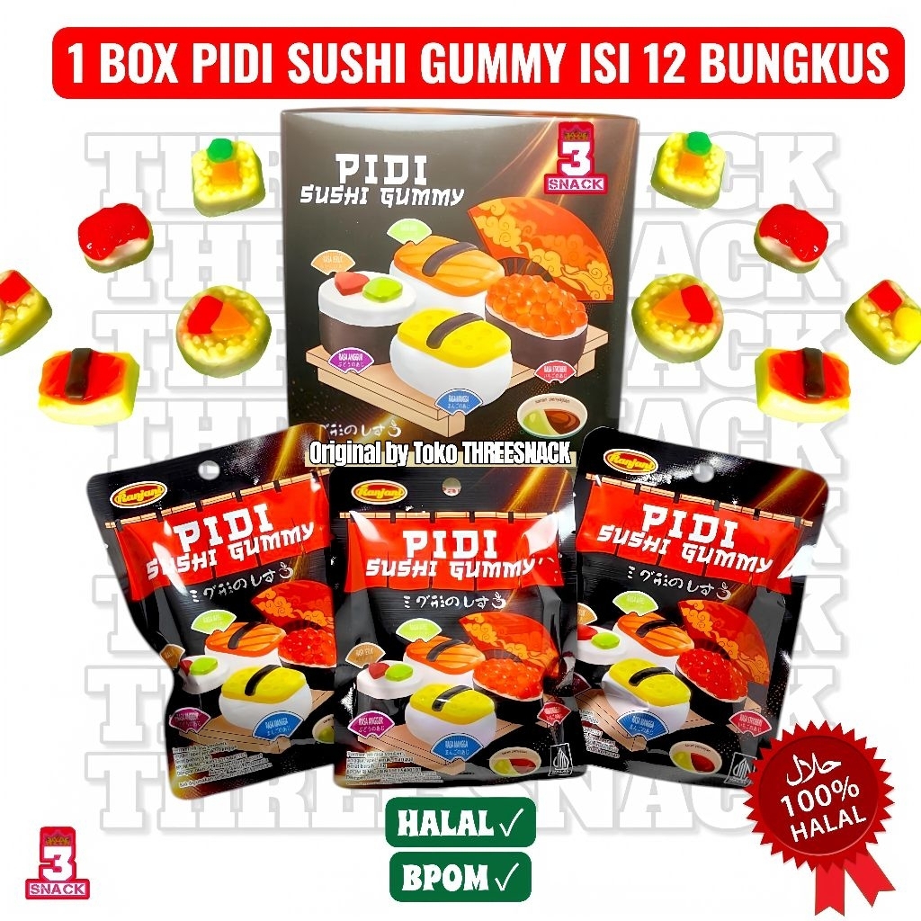 

1 BOX PIDI SUSHI GUMMY ISI 12 PCS