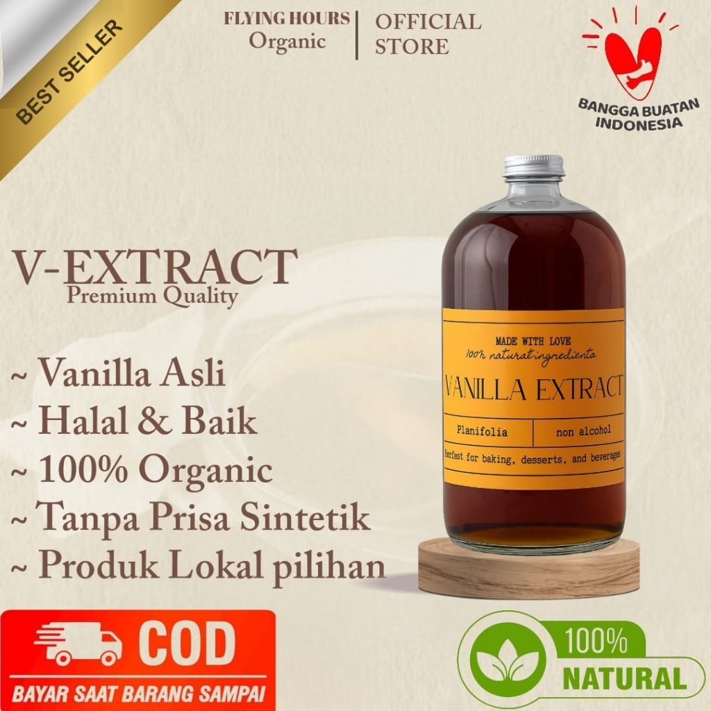 

Vanilla Extract 1 kg Premium Halal Alami / Bahan Baking / Vanilla Extract Dengan Beans Dalam Kemasan Premium Gourmet HomeMade