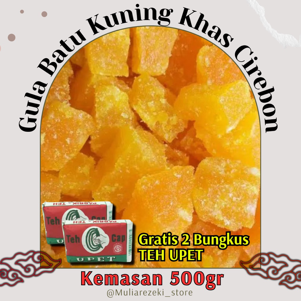 Gula Batu Khas Cirebon Gula Asli Kemasan 500 gram gratis 2 teh upet