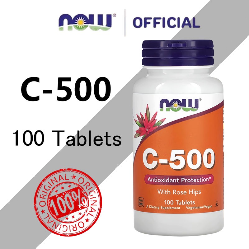 Now Foods Vitamin C-500 100 Tablets Vit C500 With Rose Hips C 500