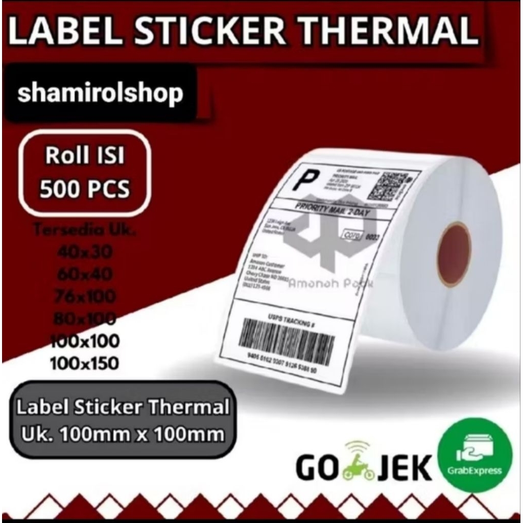

LABEL STICKER THERMAL 100×100mm ISI 500pcs PREMIUM TERMURAH TERBARU ALAS KERTAS