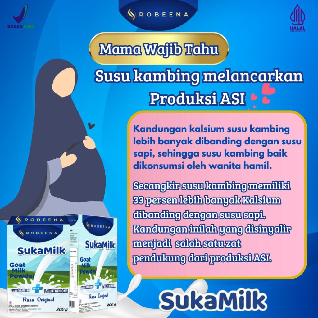 

PAKET 2 BOX - ROBEENA SUKAMILK Susu kambing etawa untuk memenuhi nutrisi ibu hamil dan menyusui- 200 gr