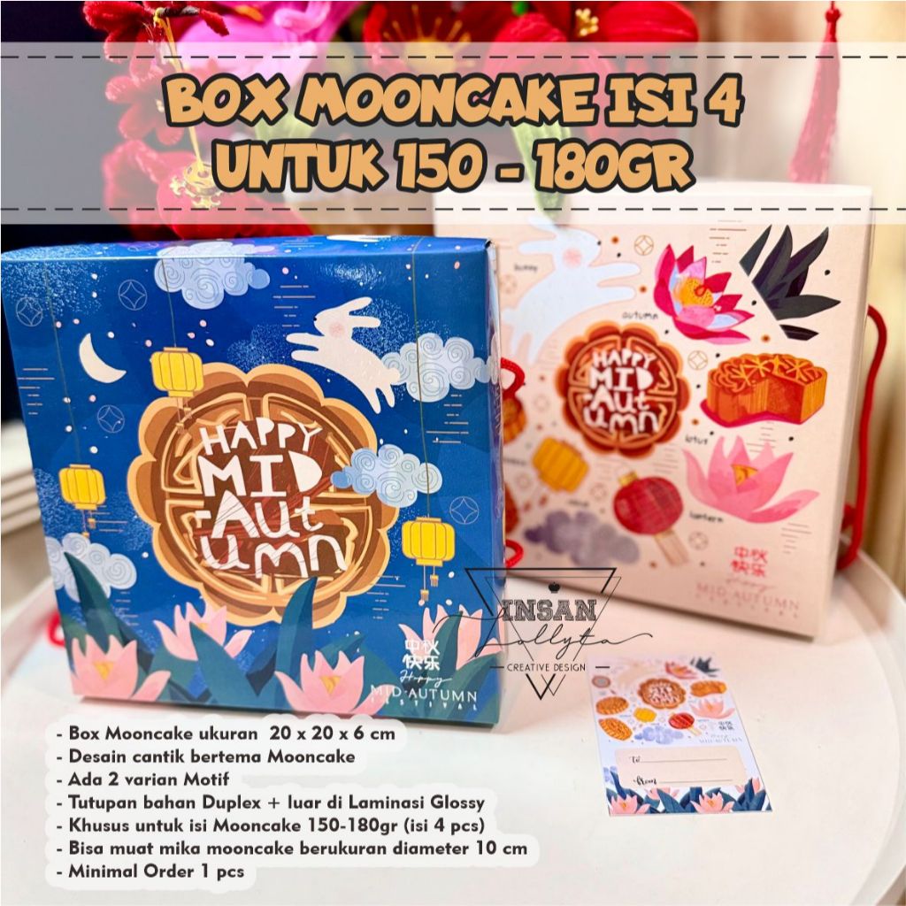 

Box Dus Mooncake 20 x 20 x 6 cm / kotak Mid Autumn Festival New 2025 untuk isi 4 150-180gr
