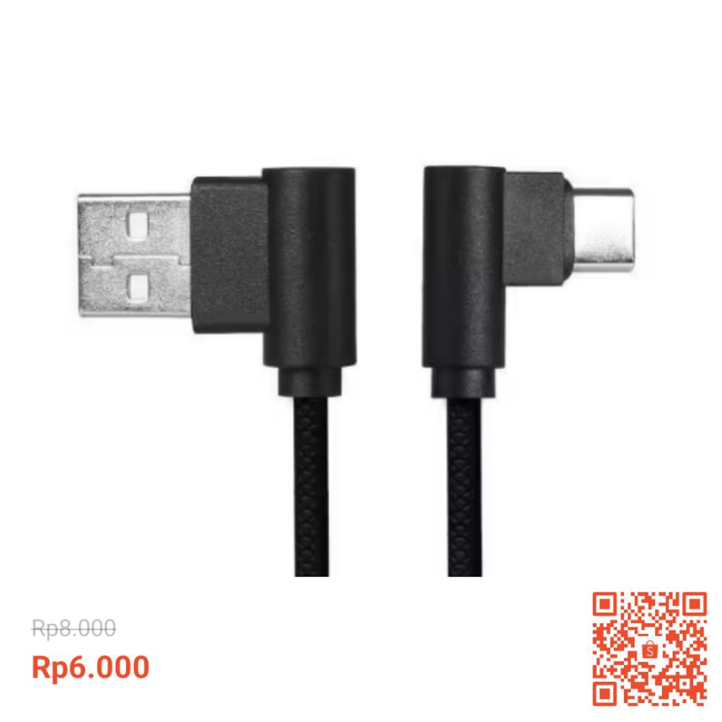 Kabel USB ke Type-C Siku 90 Derajat