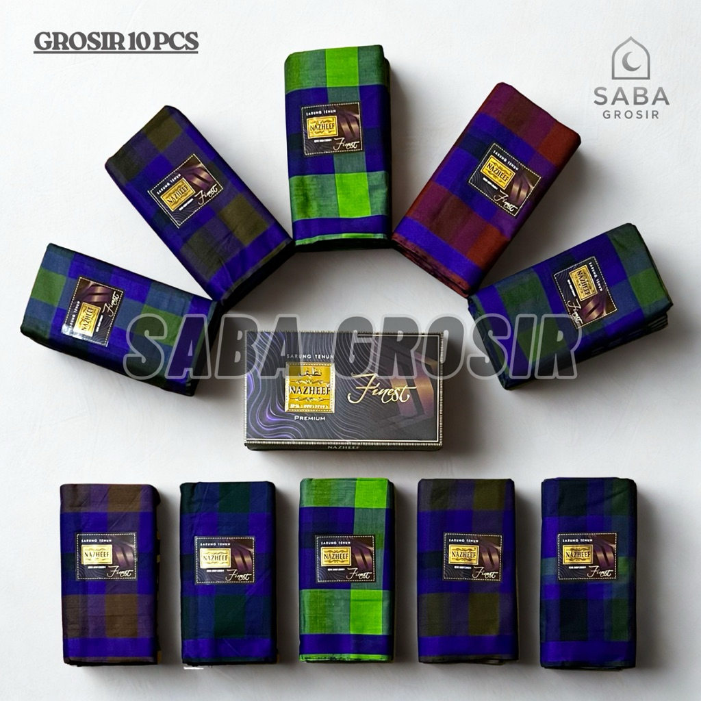Grosir 10 Pcs - Sarung Nazheef Finest Motif Raja Kotak BHS Terbaru