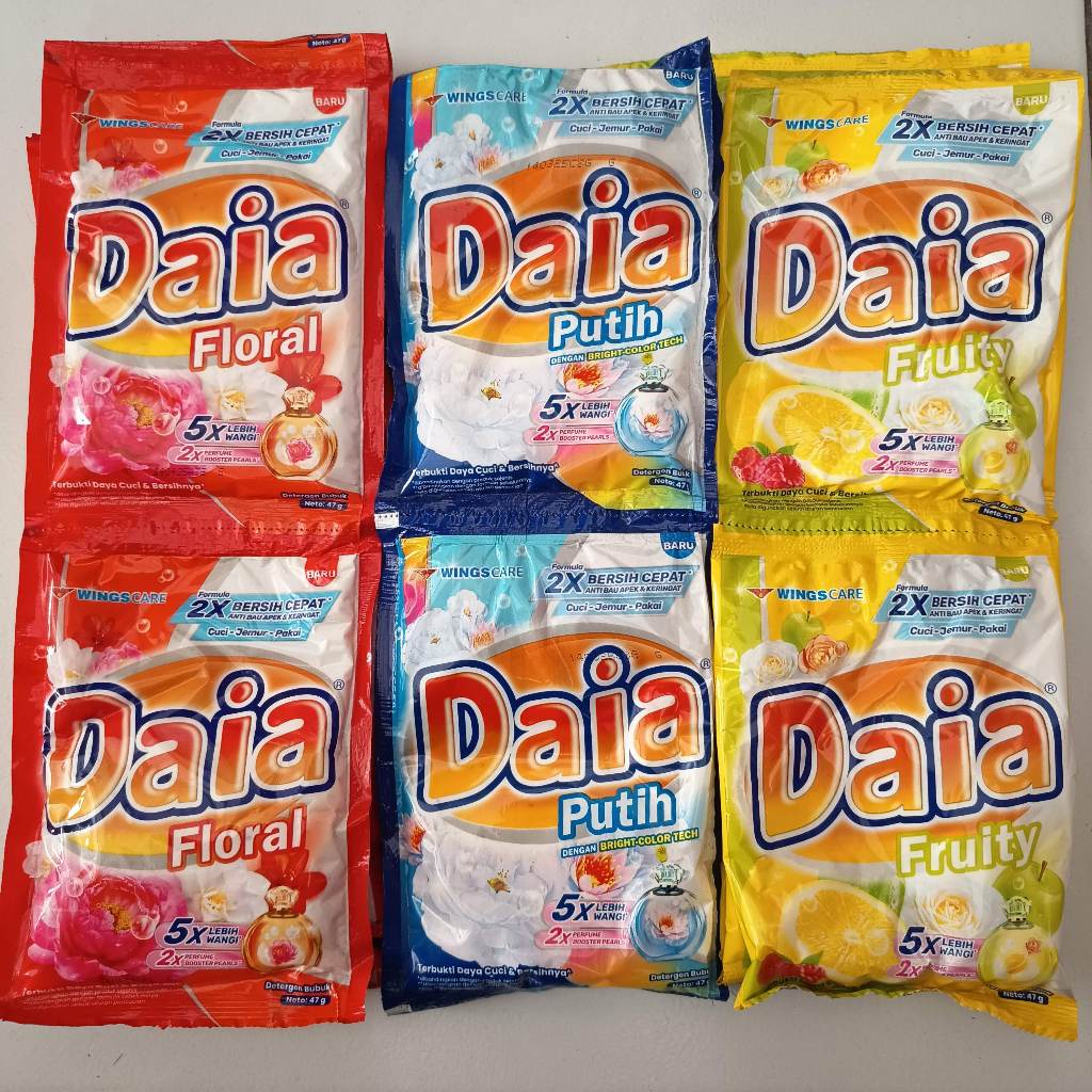 Daia Detergen Bubuk Renceng 47g Varian Floral Putih Fruity