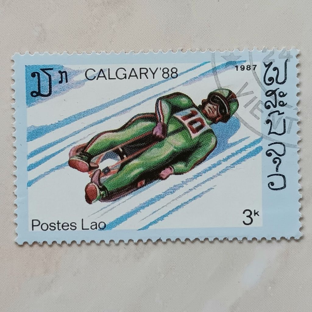 

(AD) Perangko Laos 1987 Winter Olympic Games 1988 - Calgary - Luge 3 kip CTO