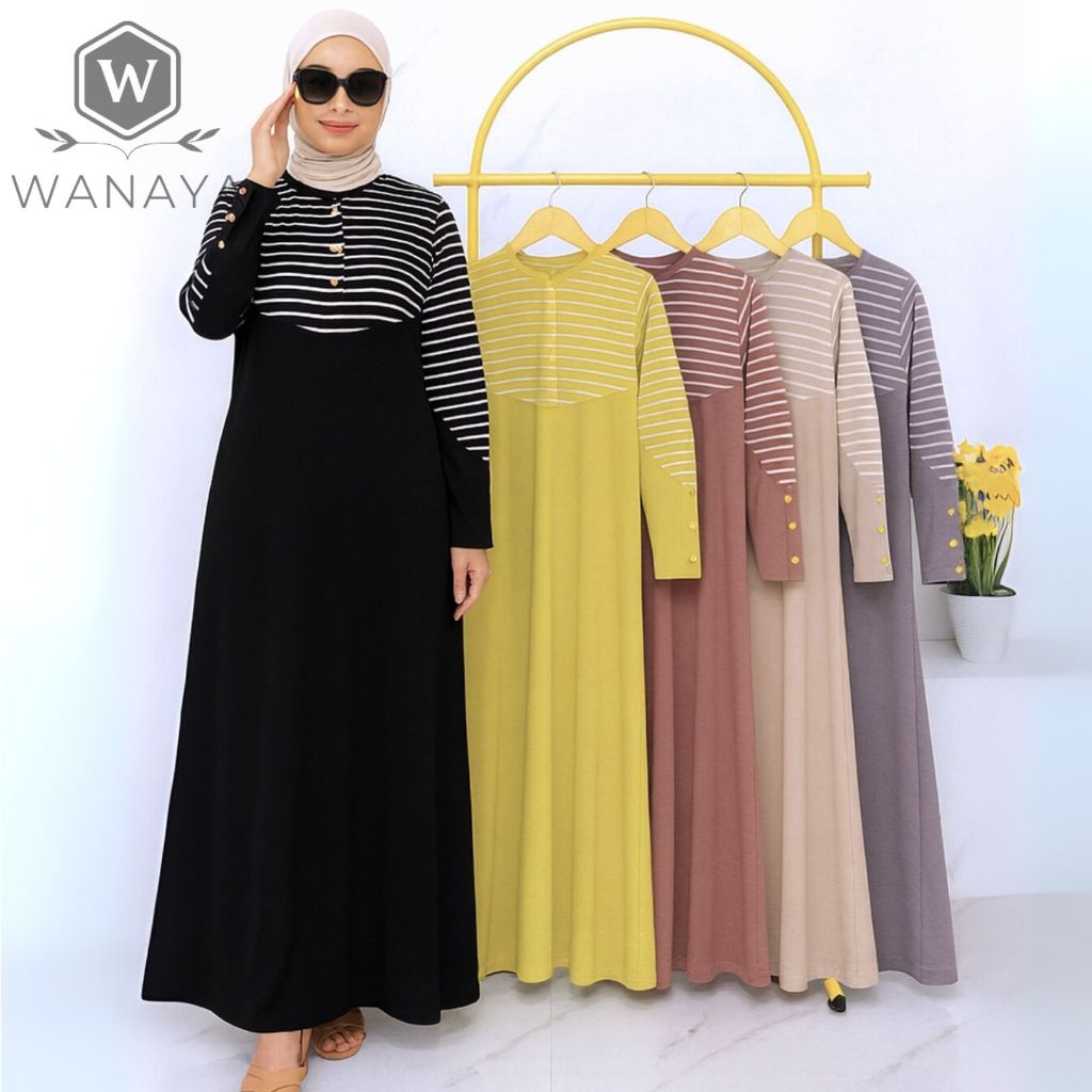 Gamis Knit Import Premium Terbaru Motif Lengan Panjang Nyaman Kancing Depan dan Lengan Ramah Busui