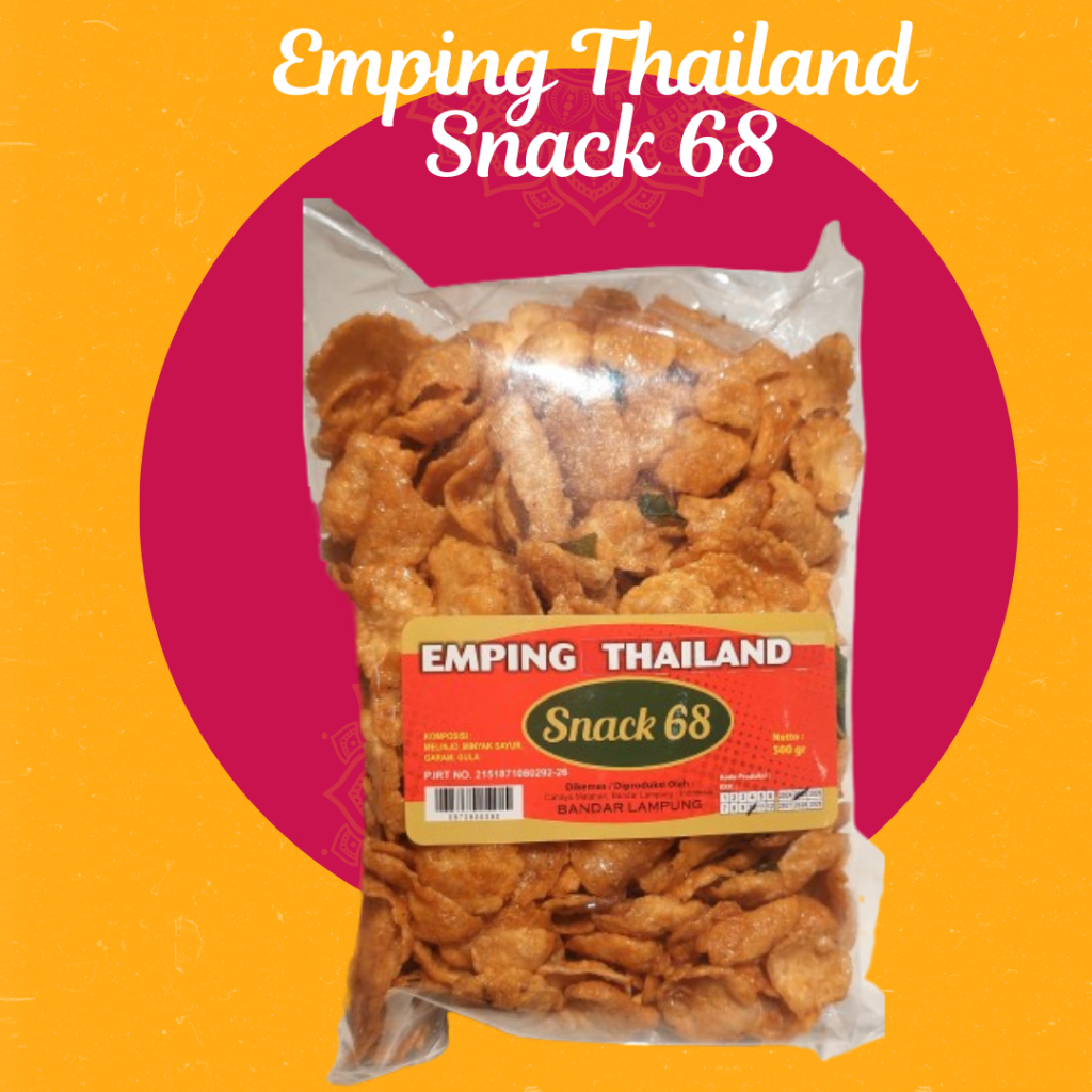 

Emping Melinjo Thailand merk Snack 68 berat 500 Gram