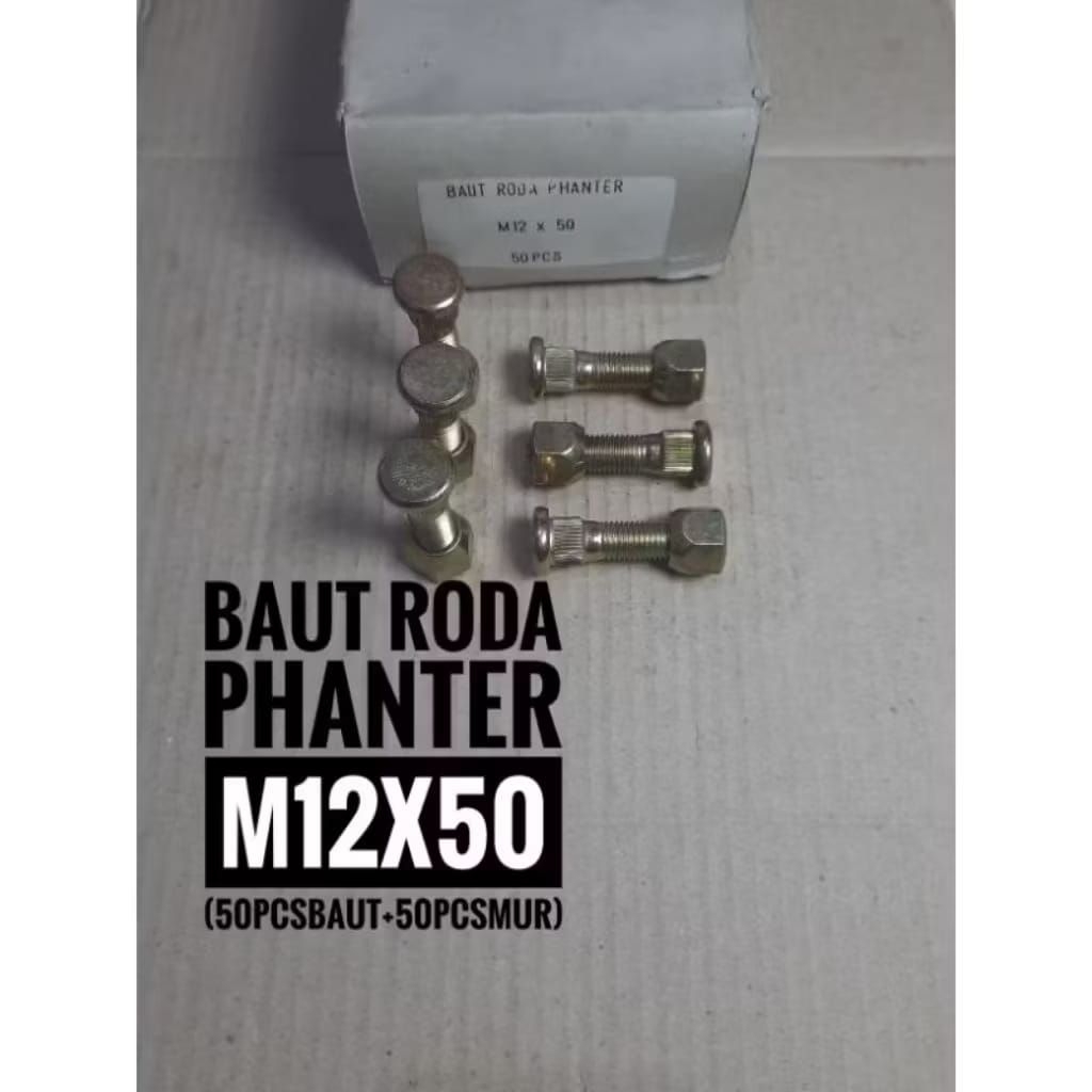 baut roda mobil phanter 12x1,5x50(50set) kunci 19