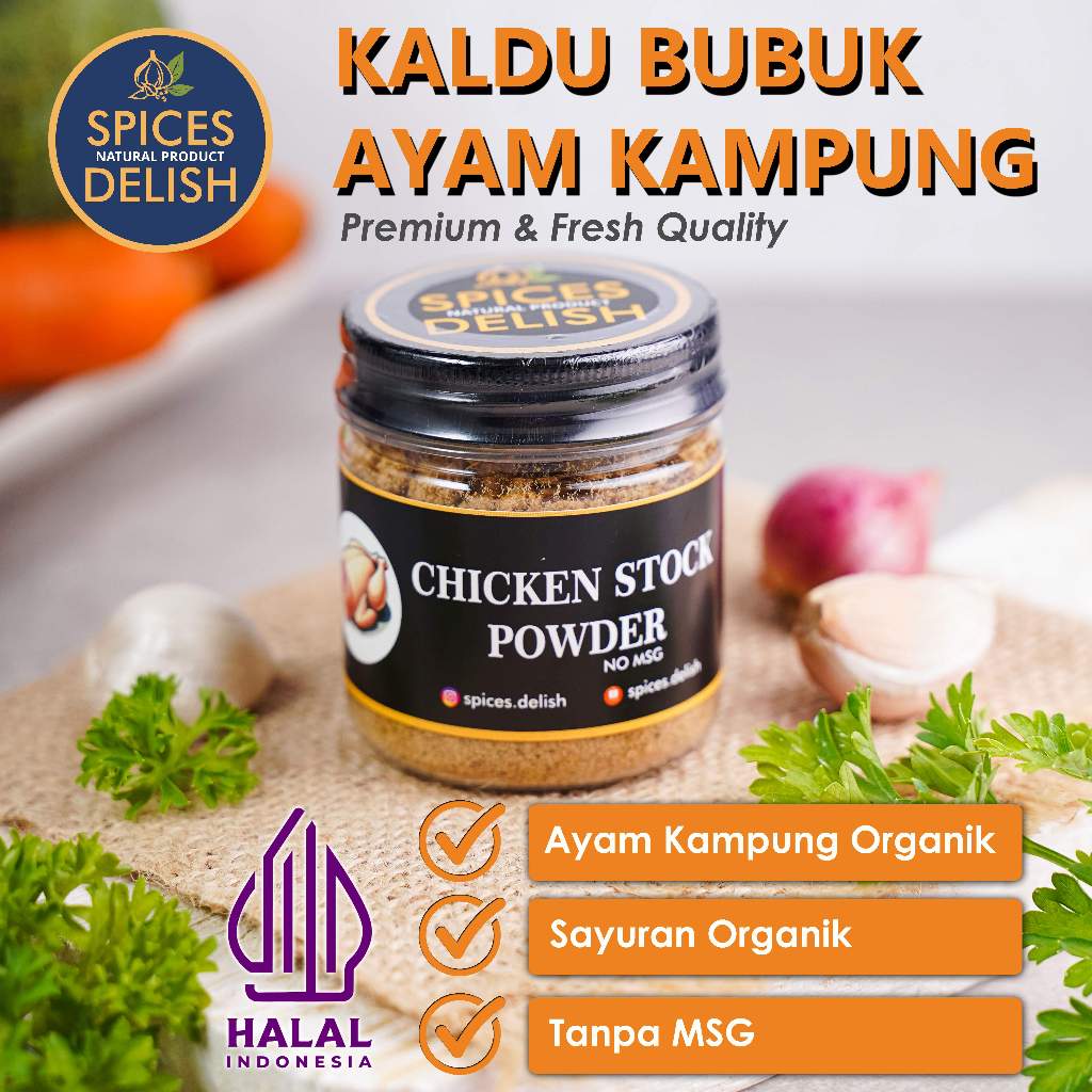 

Spices Delish - Kaldu Bubuk Organik Ayam Kampung | Kaldu MPASI 100% Alami Tanpa MSG