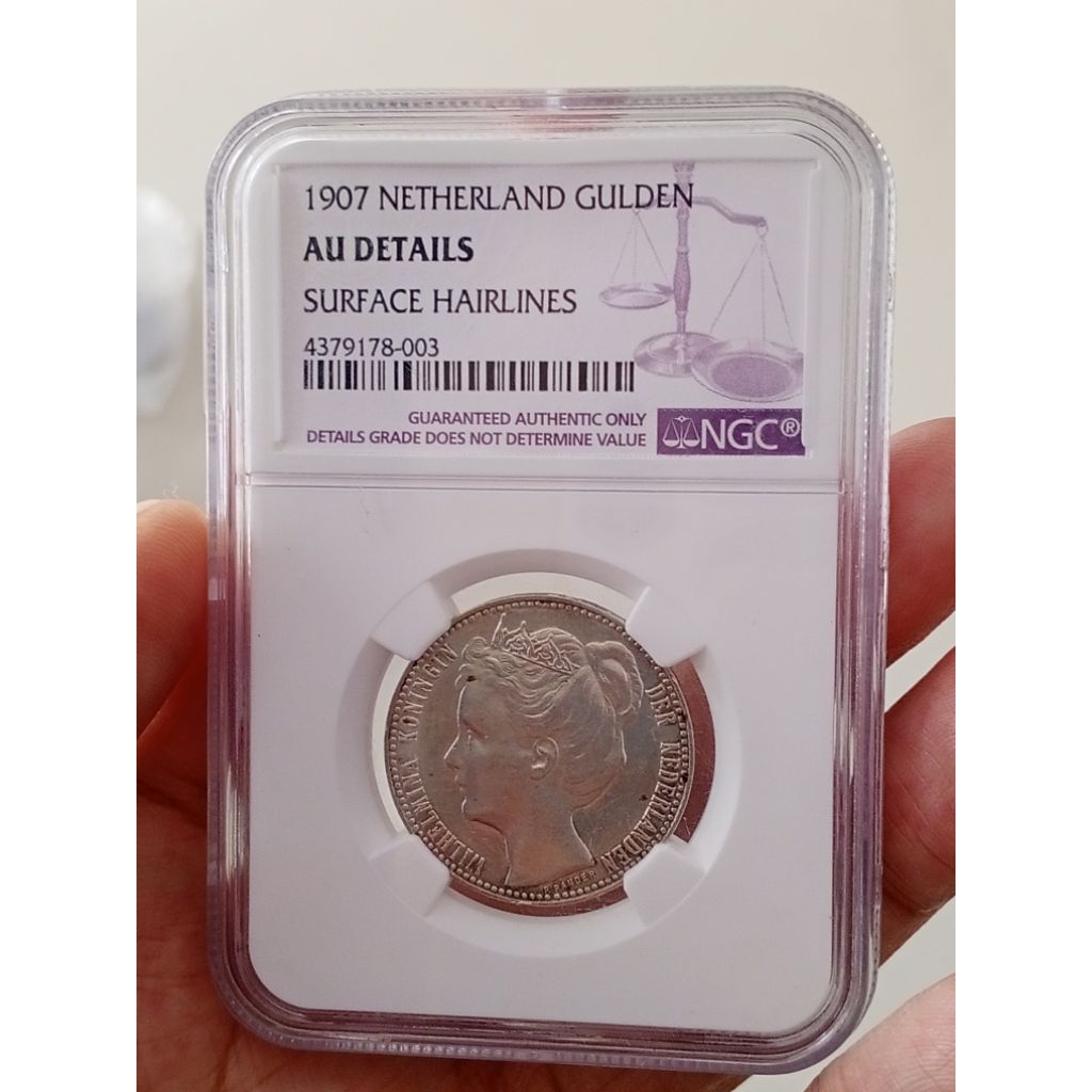 NGC AU Details Netherland Gulden thn 1907