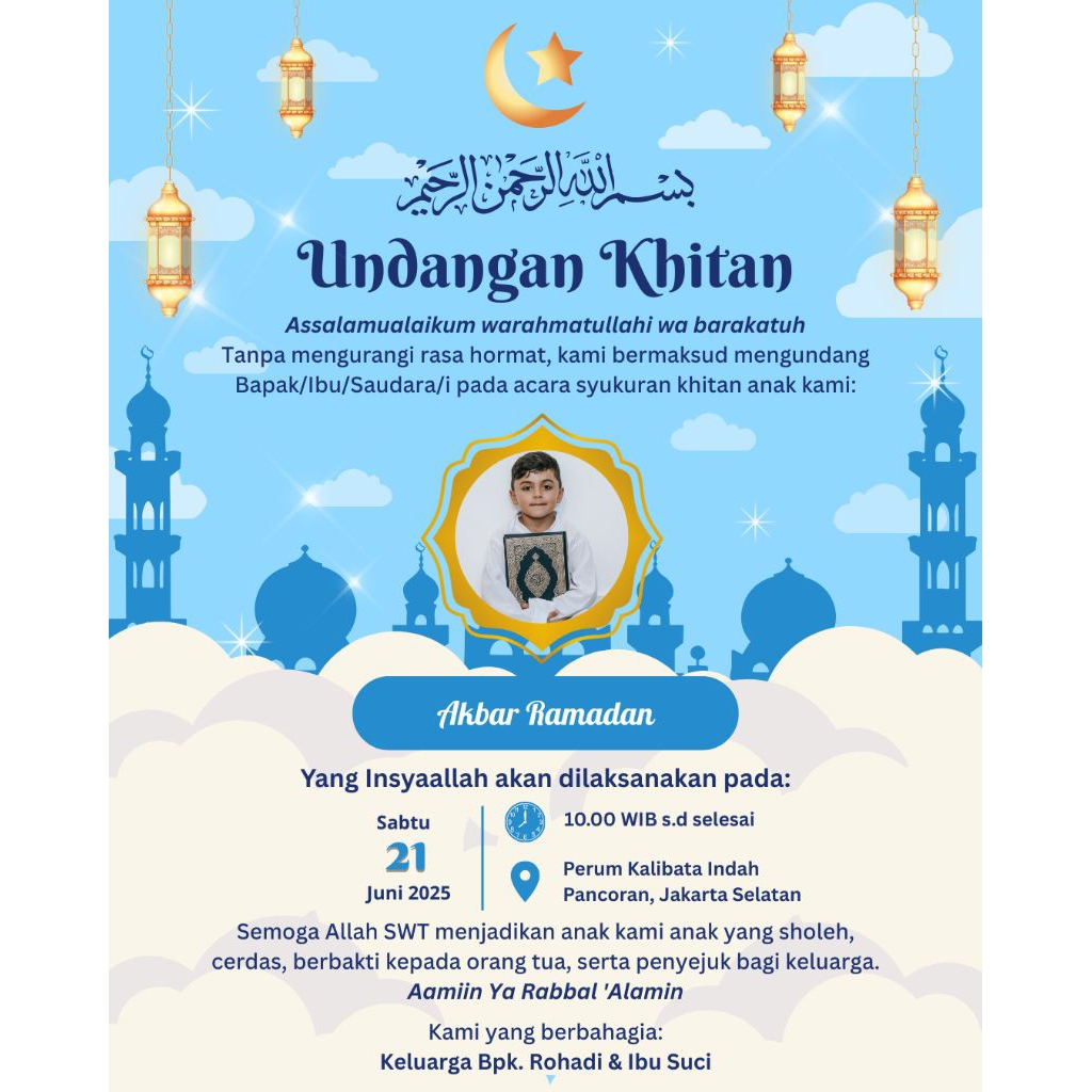 Undangan Digital Khitan Anak (gambar) – Undangan Tasyakuran Digital Khitan Custom Bisa Edit Nama & F
