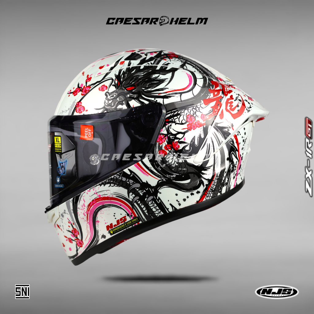 NJS ZX-1R GT Shenlong - White Pearl/Red Ghost - Helm Full Face