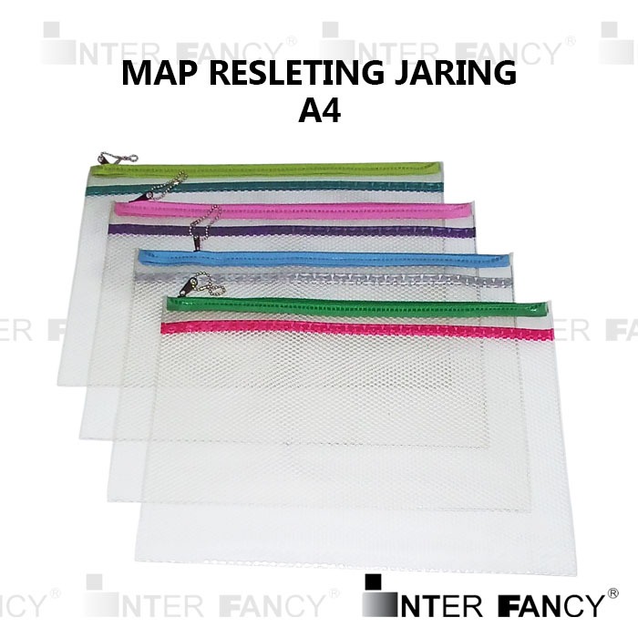 Map Tas Dokumen Nota Plastik Resleting Jaring. Ukuran A4. Berfungsi untuk menyimpan dokumen atau ben