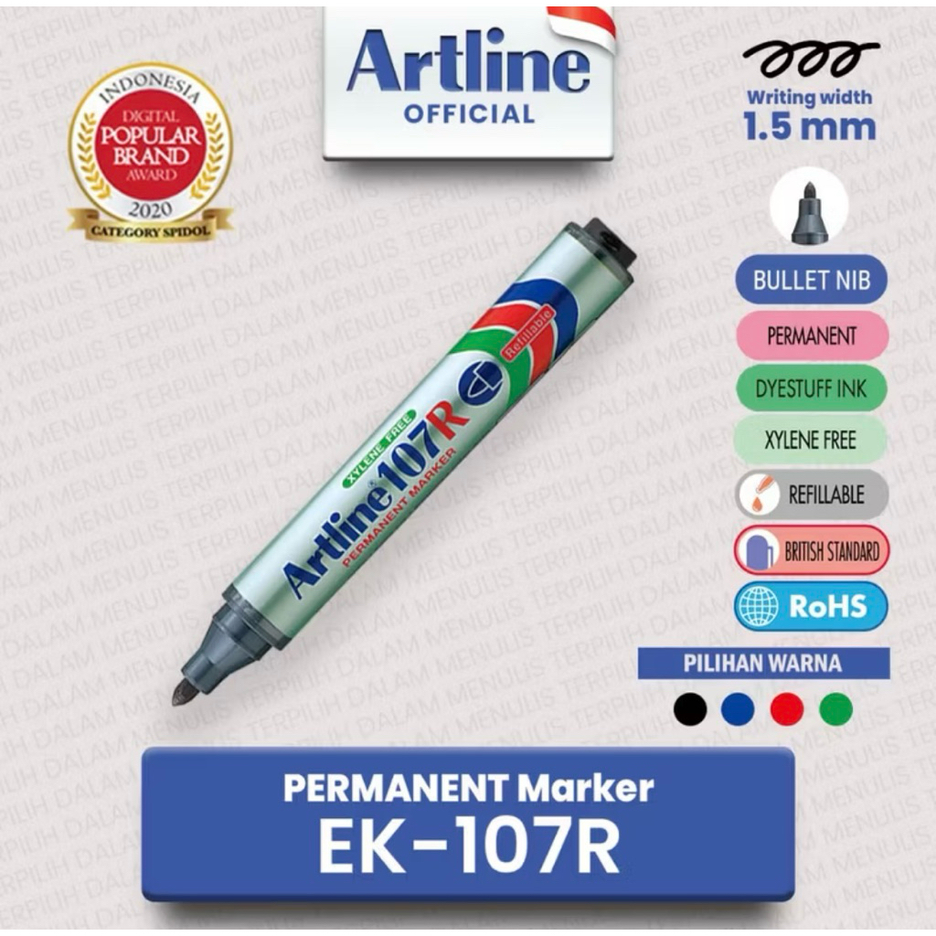 

[BARU] ARTLINE Spidol Permanent Marker EK-107R | ORI 100%