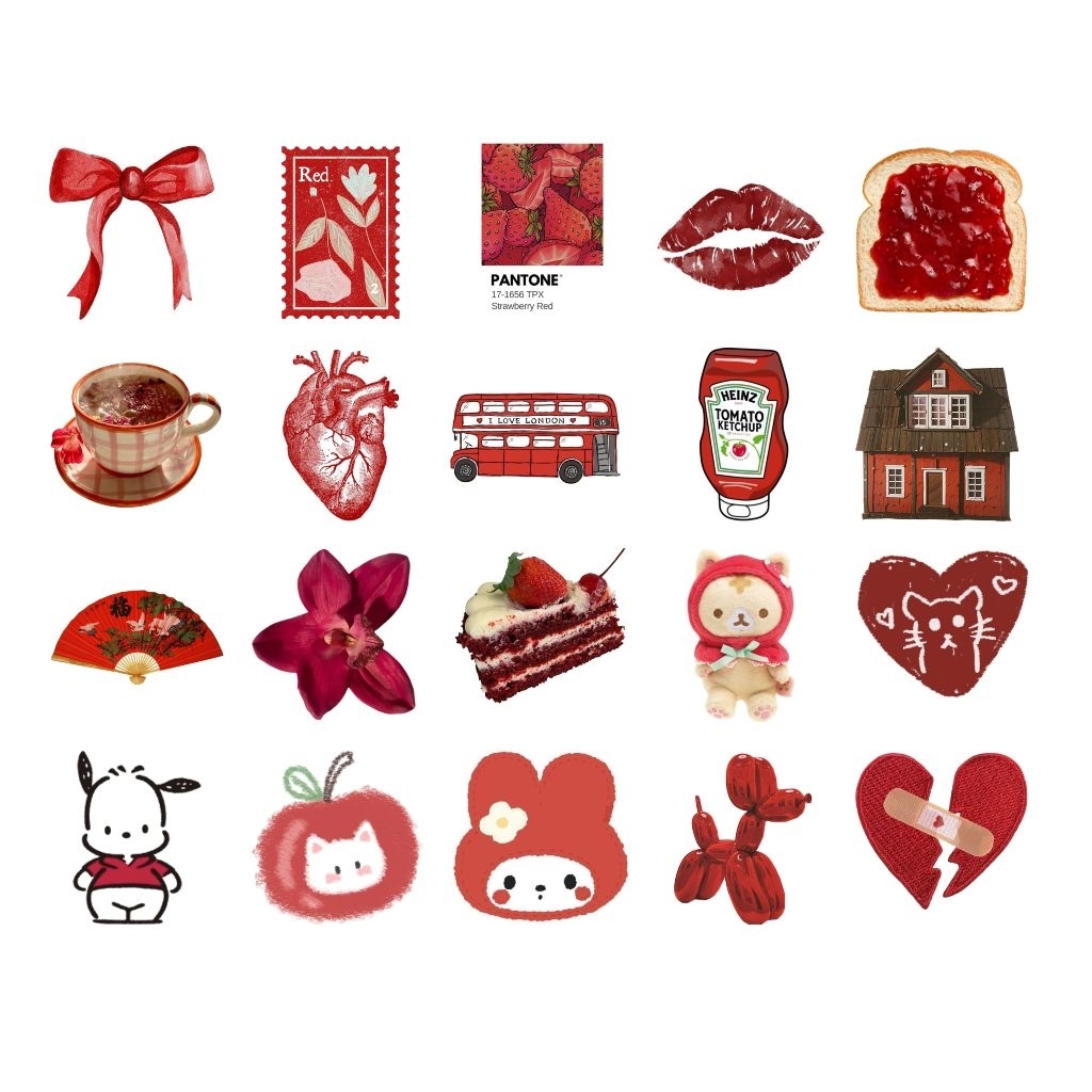 

[isi 20] Red sticker aesthetic / sticker merah / sticker y2k / sticker journaling / sticker deco / sticker cute
