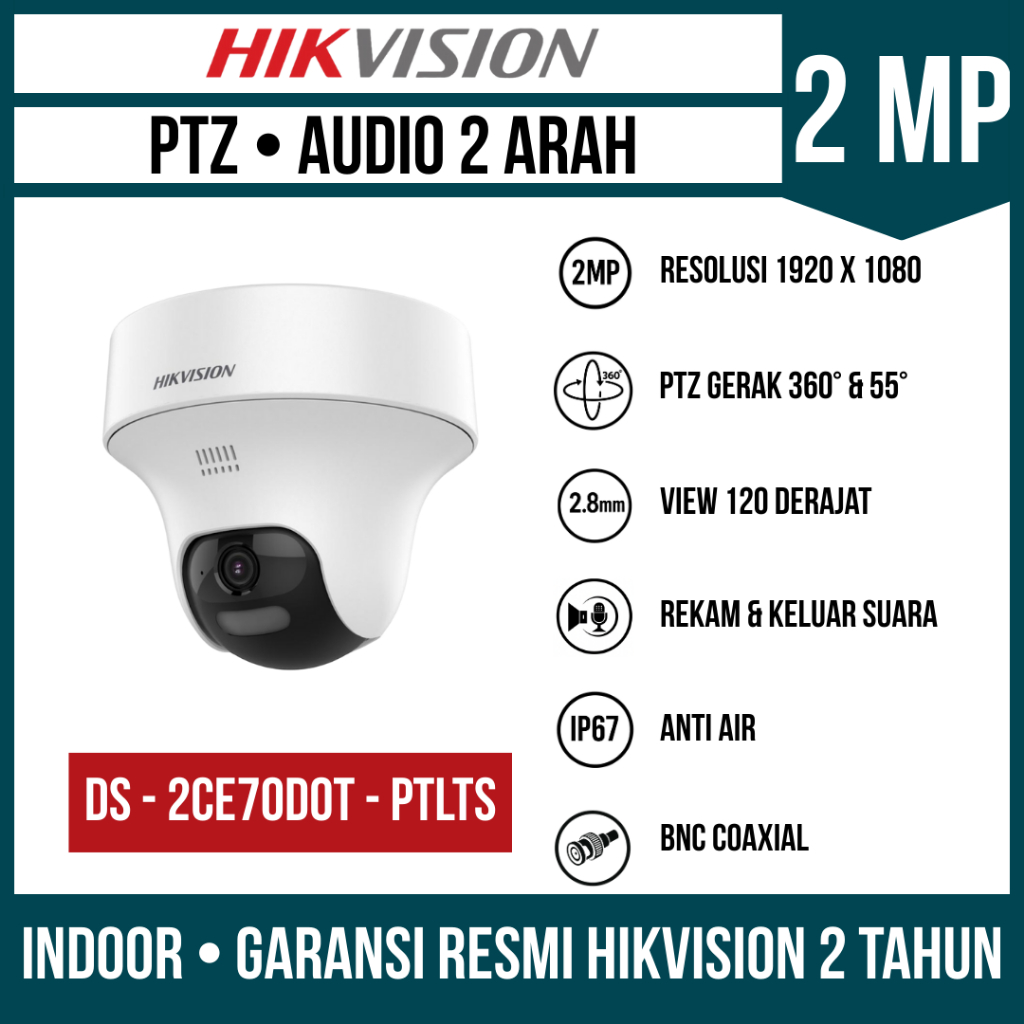 Kamera CCTV Hikvision Colorvu 2MP PTZ Two Way Audio Indoor