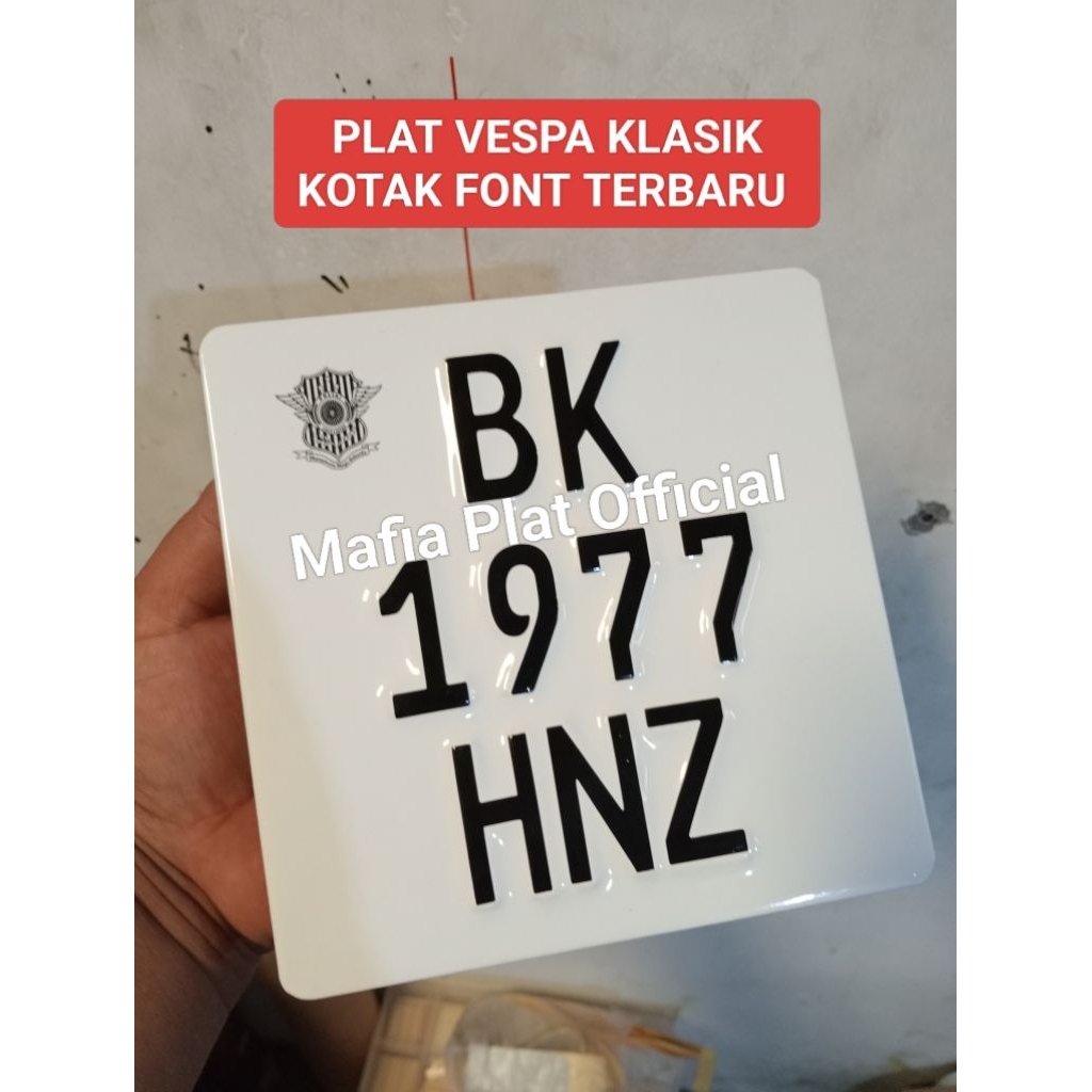 Plat vespa kotak font terbaru