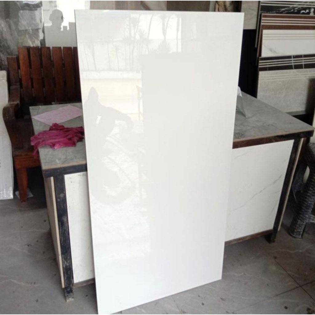 granit lantai 60x120 putih polos glossy/pure white IKAD