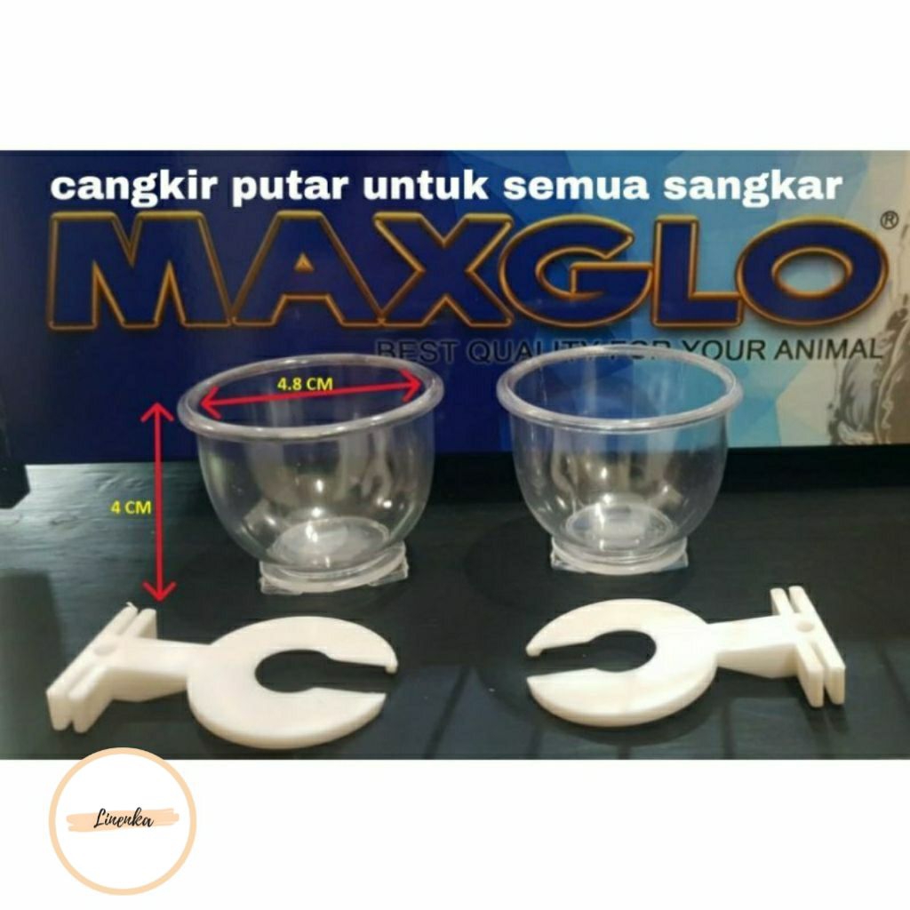 CEPUK PUTAR MAXGLO WADAH PAKAN MINUM BURUNG UNTUK SEGALA JENIS SANGKAR