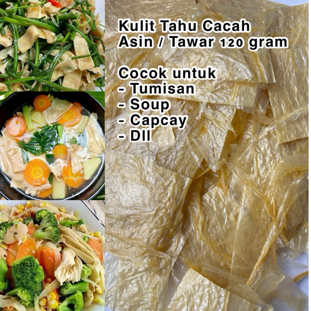 

Kulit Tahu Cacah Asin / Tawar 120 gram kulit tahu kering