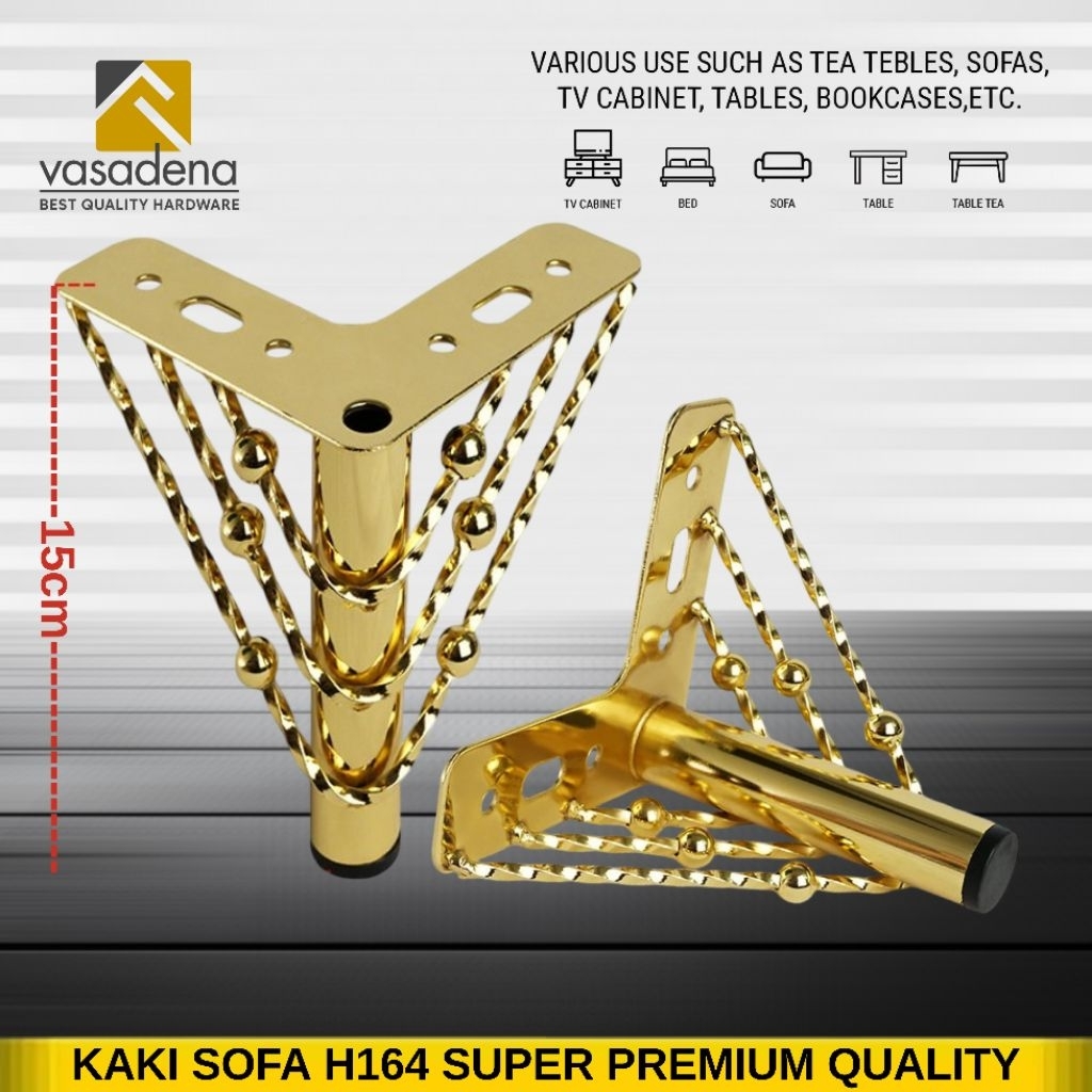 H164 KAKI SOFA SUPER PREMIUM / Harga 1 pcs / Kaki Besi Gold / Kaki Nakas / Buffet / Dipan / Meja