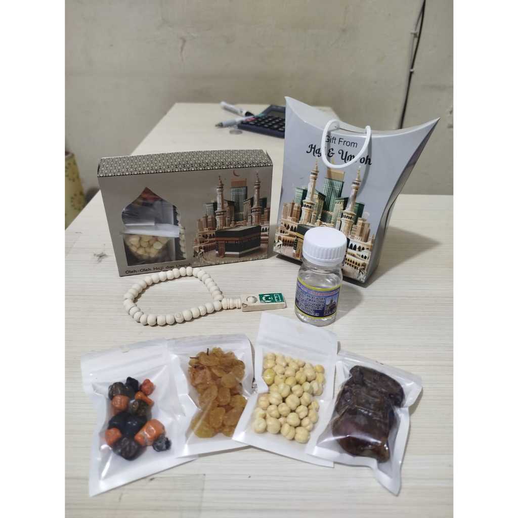 

Paket oleh2 haji & umroh komplit @10k 150 pack bonus tasbih + paket sajadah traveling 28k 10 pack